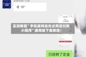实测教程”手机麻将挂先试用后付款小程序”通用版下载教程！