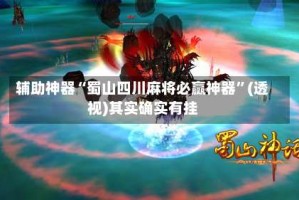 辅助神器“蜀山四川麻将必赢神器”(透视)其实确实有挂