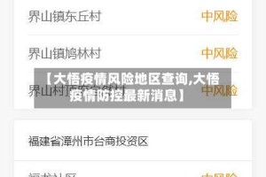 【大悟疫情风险地区查询,大悟疫情防控最新消息】