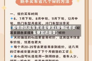 疫情地区买车贵还是便宜(疫情过后买车便宜还是贵)