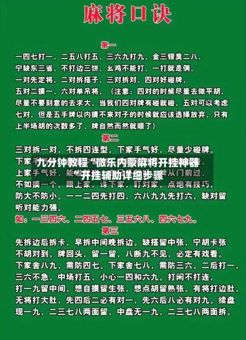 九分钟教程“微乐内蒙麻将开挂神器”开挂辅助详细步骤-第2张图片