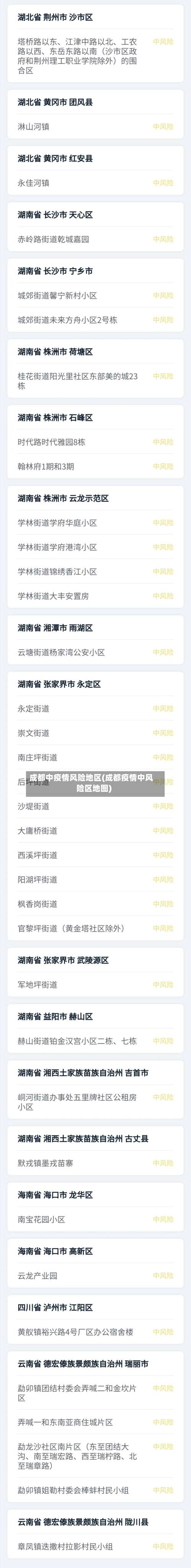 成都中疫情风险地区(成都疫情中风险区地图)-第2张图片